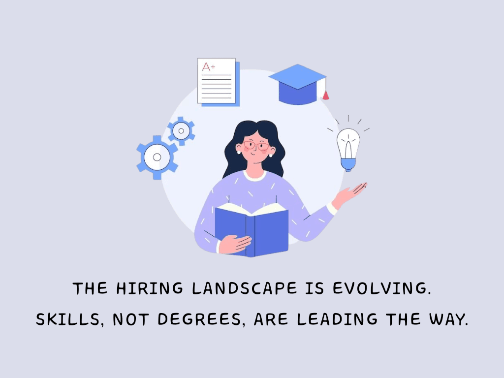 Illustration of modern hiring trends focusing on skills over degrees